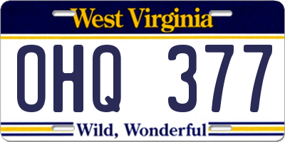WV license plate OHQ377