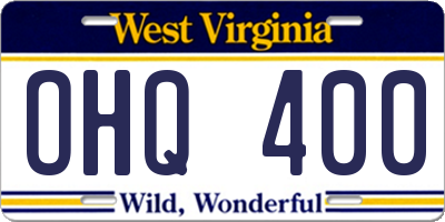 WV license plate OHQ400