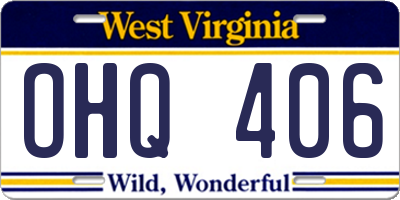 WV license plate OHQ406