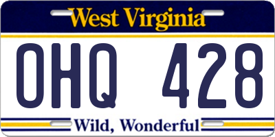 WV license plate OHQ428
