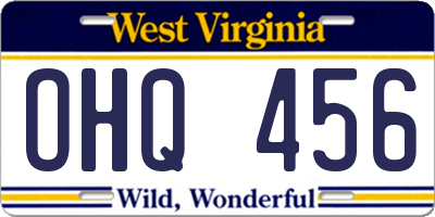 WV license plate OHQ456