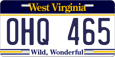 WV license plate OHQ465