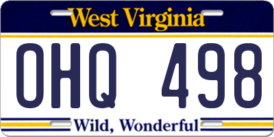 WV license plate OHQ498