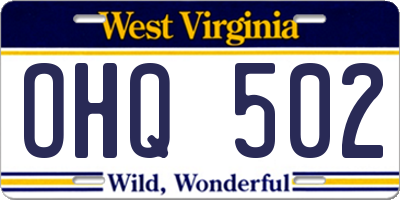 WV license plate OHQ502