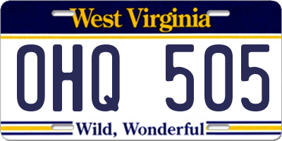 WV license plate OHQ505