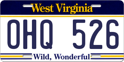 WV license plate OHQ526