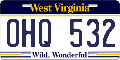 WV license plate OHQ532