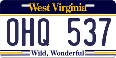 WV license plate OHQ537