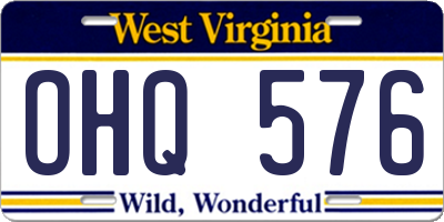 WV license plate OHQ576