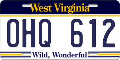 WV license plate OHQ612