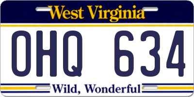 WV license plate OHQ634