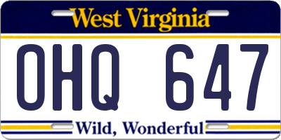 WV license plate OHQ647