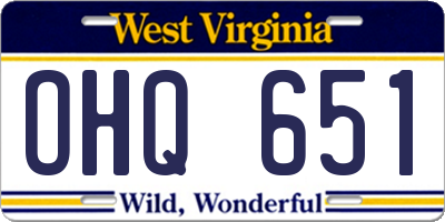 WV license plate OHQ651