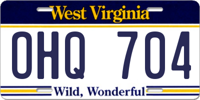 WV license plate OHQ704