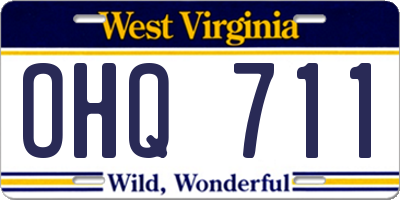WV license plate OHQ711