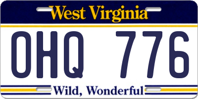 WV license plate OHQ776