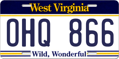 WV license plate OHQ866