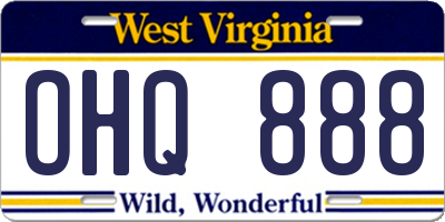 WV license plate OHQ888