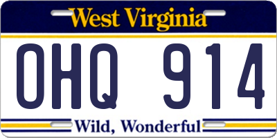 WV license plate OHQ914