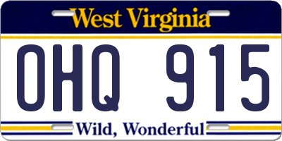 WV license plate OHQ915