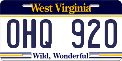 WV license plate OHQ920