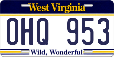 WV license plate OHQ953