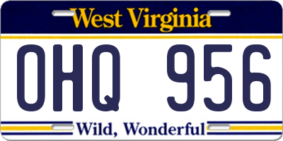 WV license plate OHQ956