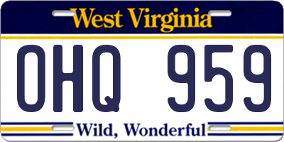 WV license plate OHQ959