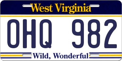 WV license plate OHQ982