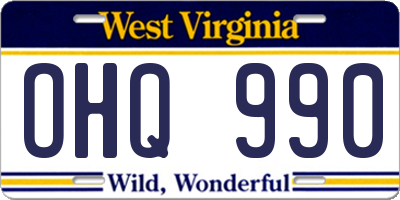 WV license plate OHQ990