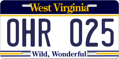 WV license plate OHR025