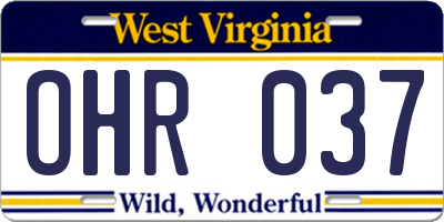 WV license plate OHR037