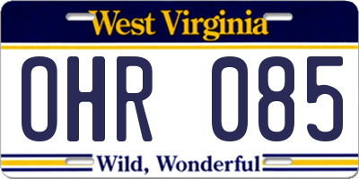 WV license plate OHR085