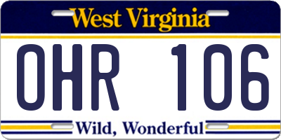 WV license plate OHR106
