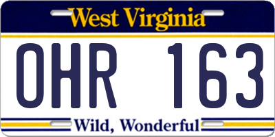 WV license plate OHR163