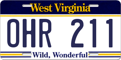 WV license plate OHR211