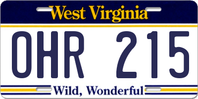 WV license plate OHR215
