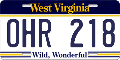 WV license plate OHR218