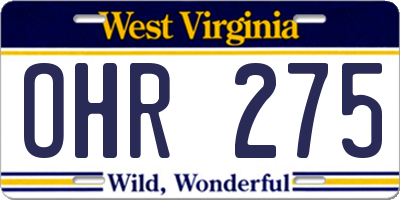 WV license plate OHR275