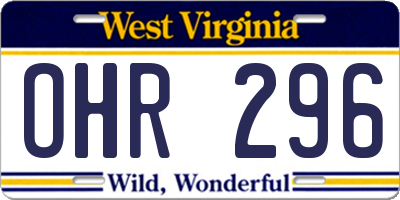 WV license plate OHR296