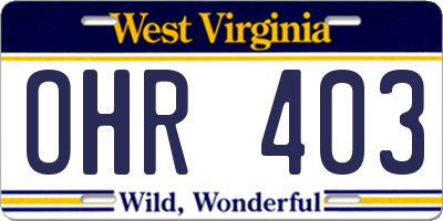 WV license plate OHR403