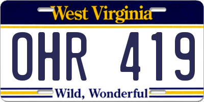 WV license plate OHR419