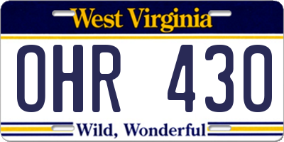 WV license plate OHR430