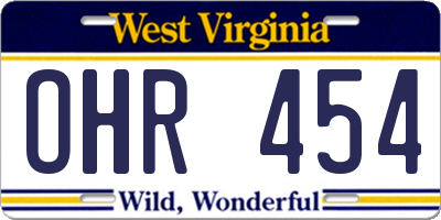 WV license plate OHR454