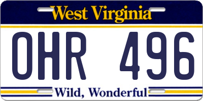 WV license plate OHR496