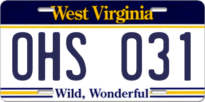 WV license plate OHS031