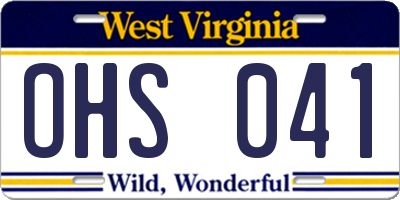 WV license plate OHS041