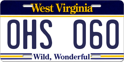WV license plate OHS060