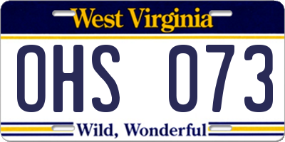 WV license plate OHS073