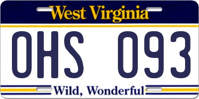 WV license plate OHS093